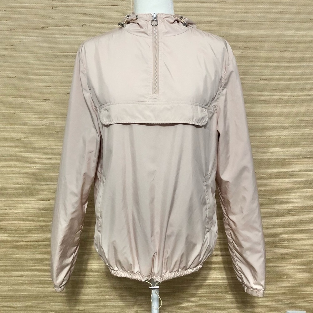 Light Pink Pullover Windbreaker Hoodie Jacket Size Medium